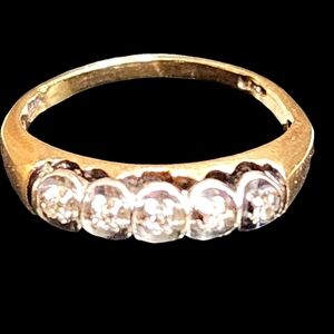 10k yellow gold dainty diamond ring wedding engagement antique jewelry s…